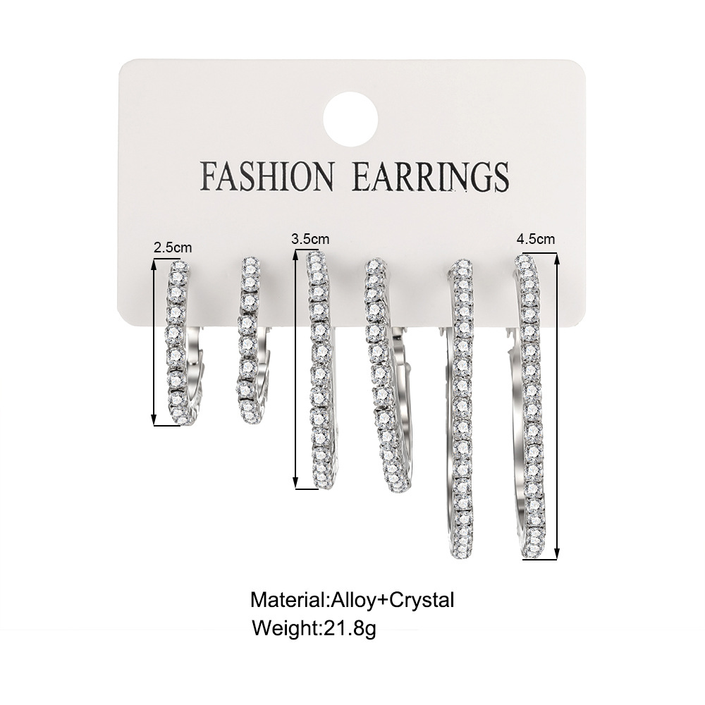 1 Set Modern Style Round Inlay Alloy Rhinestones Earrings display picture 1