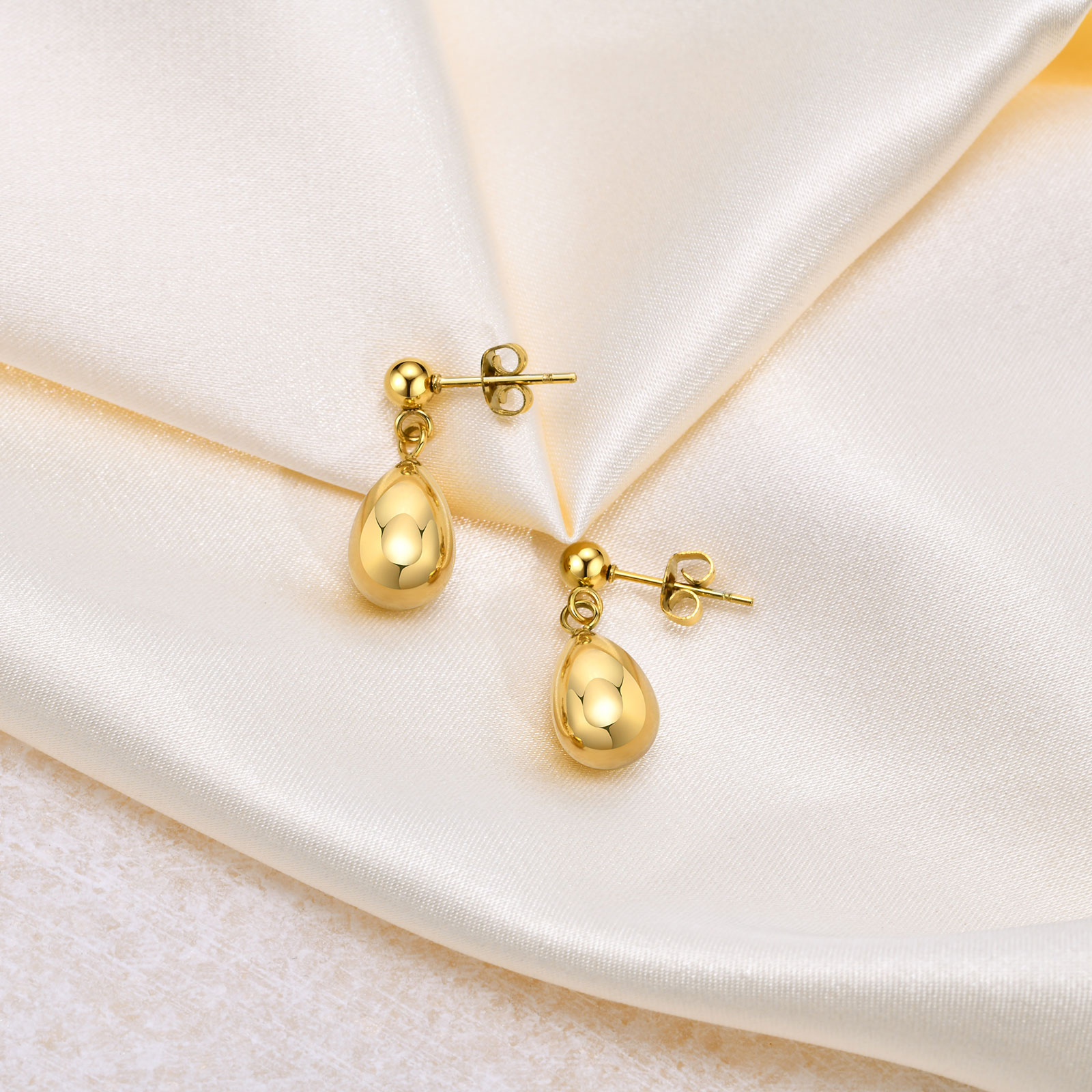 1 Pair Casual Classic Style Commute Solid Color 304 Stainless Steel Drop Earrings display picture 3