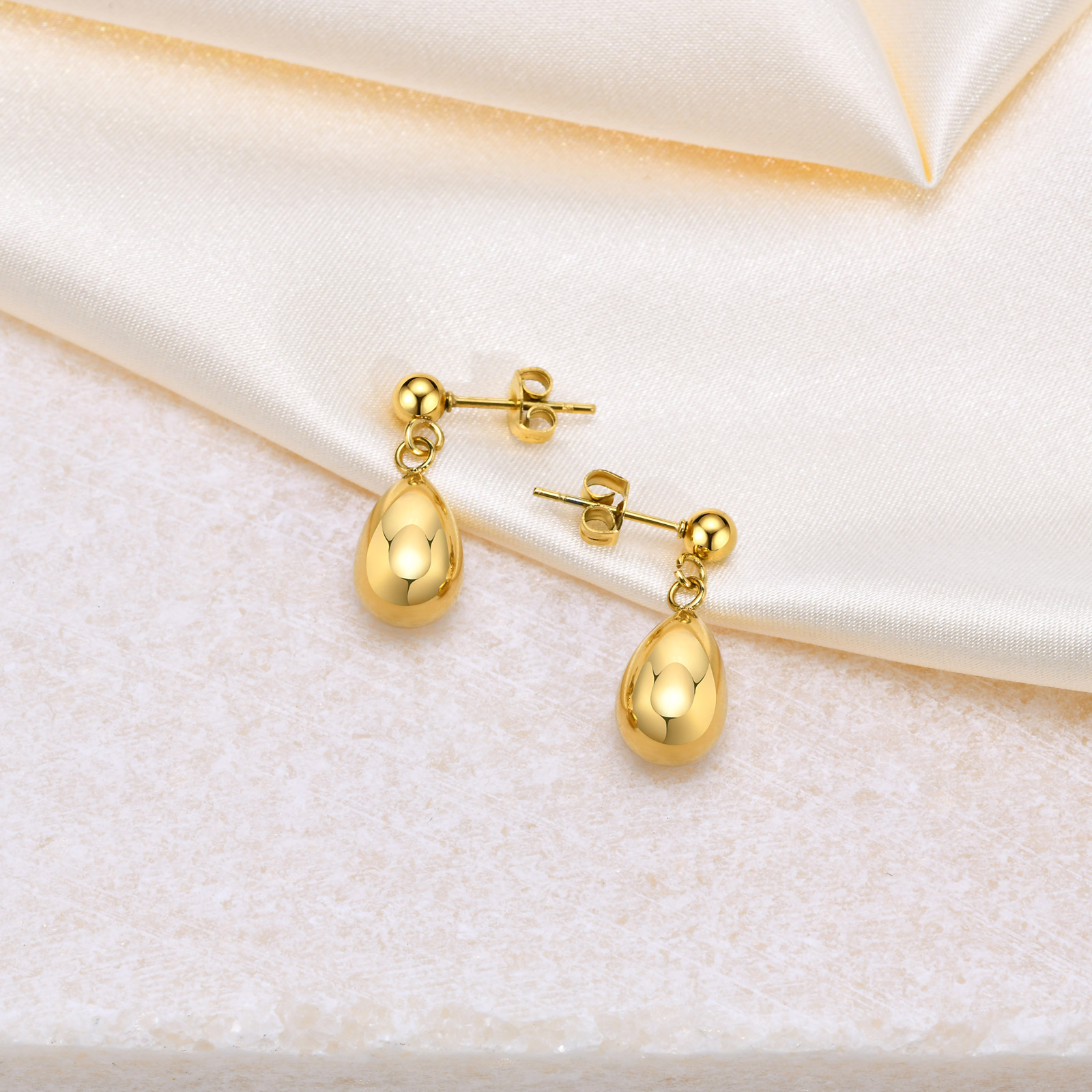 1 Pair Casual Classic Style Commute Solid Color 304 Stainless Steel Drop Earrings display picture 2