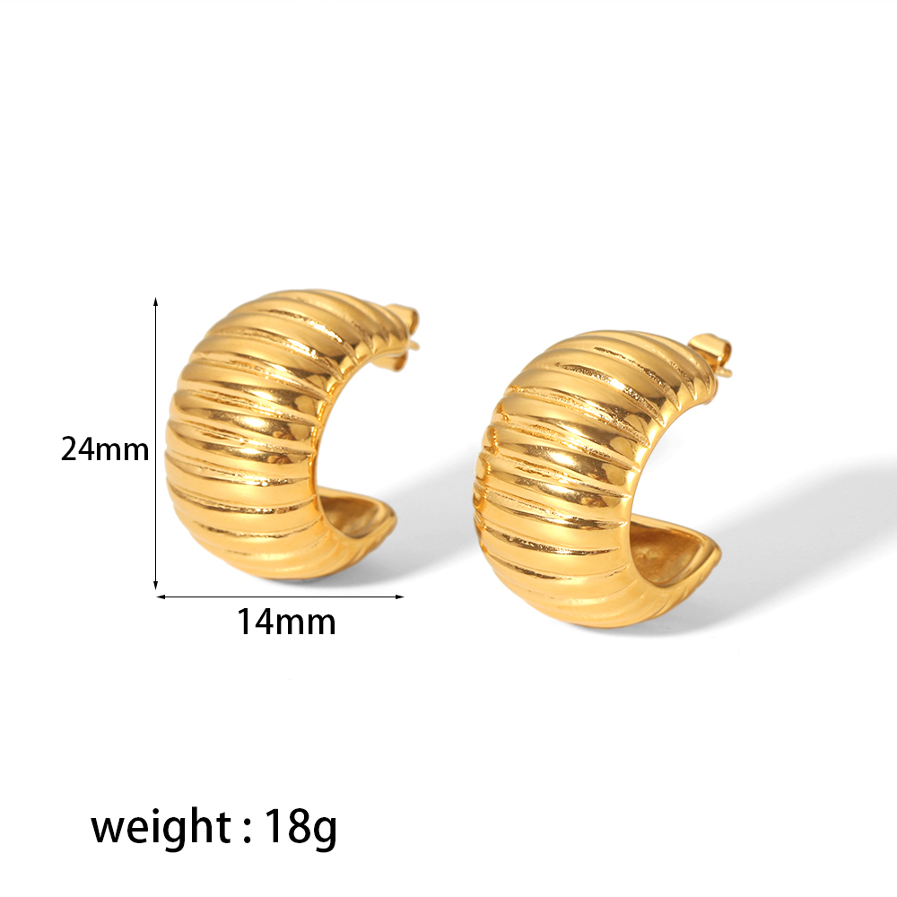 1 Paire Style Classique Demi-Cercle Polissage Placage Acier Inoxydable 304 Plaqué Or 18K Boucles D'oreilles Cerceau display picture 6