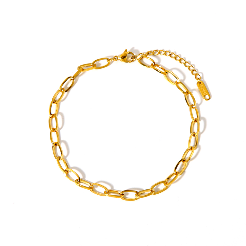 Modern Style British Style Solid Color 201 Stainless Steel Plating 18K Gold Plated Women's Anklet display picture 9