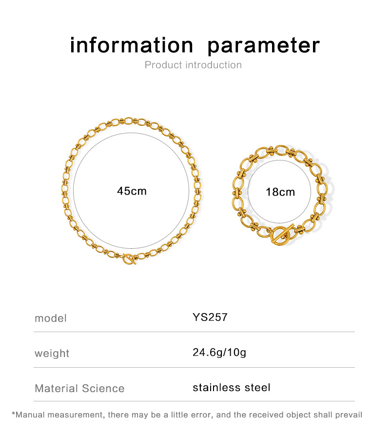 304 Stainless Steel 18K Gold Plated Simple Style Korean Style Plating Solid Color Bracelets Necklace display picture 1