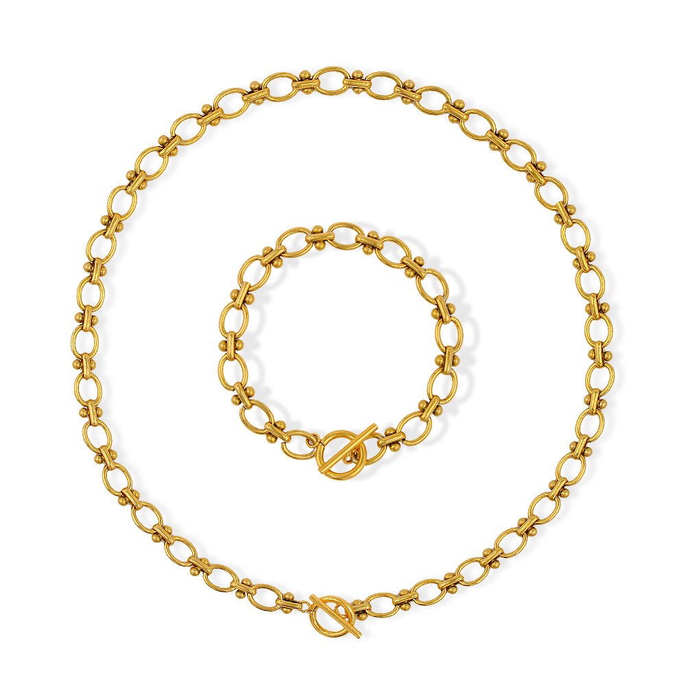 304 Stainless Steel 18K Gold Plated Simple Style Korean Style Plating Solid Color Bracelets Necklace display picture 4