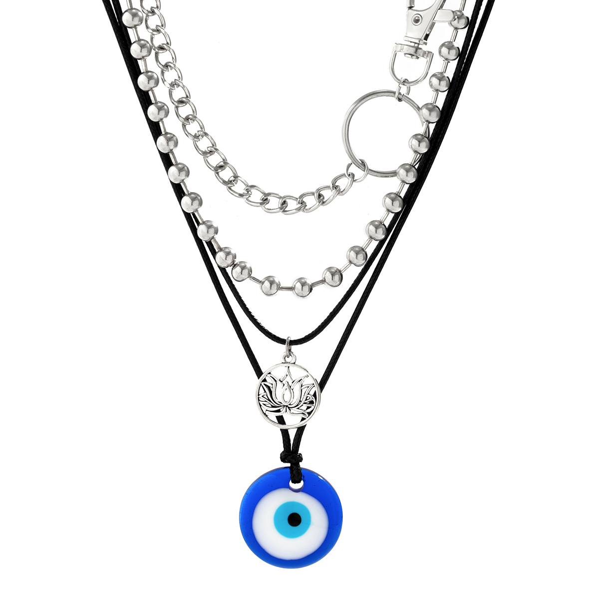 Wholesale Jewelry Modern Style Tassel Eye Lotus Alloy Plastic Iron Irregular Tassel Necklace display picture 4