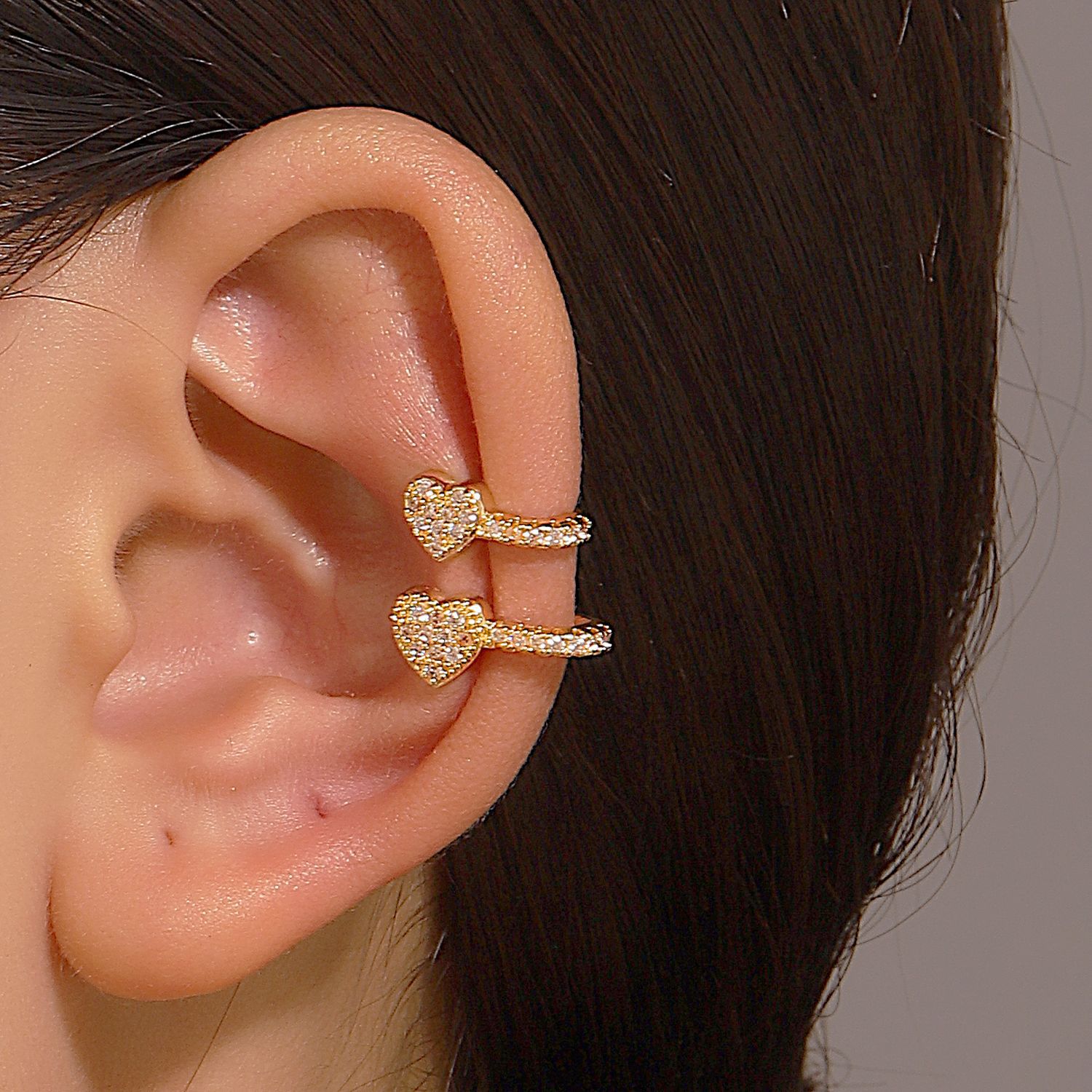 1 Piece Simple Style Star Plating Inlay Copper Rhinestones 14k Gold Plated Silver Plated Ear Cuffs display picture 5