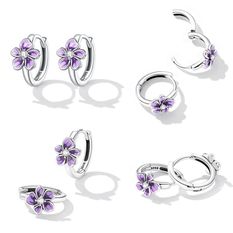 1 Pair Cute Floral Inlay Sterling Silver Zircon Earrings Ear Studs display picture 1