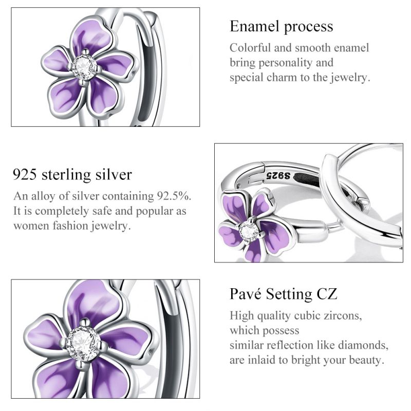 1 Pair Cute Floral Inlay Sterling Silver Zircon Earrings Ear Studs display picture 2