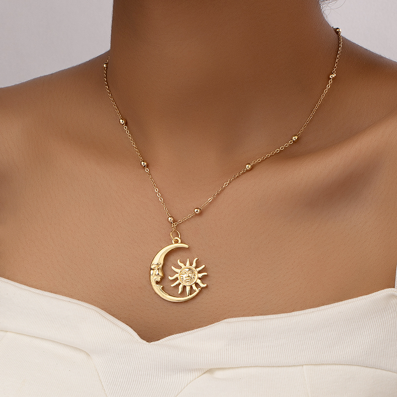 Ig Style Simple Style Sun Moon Alloy Plating Women's Pendant Necklace display picture 8