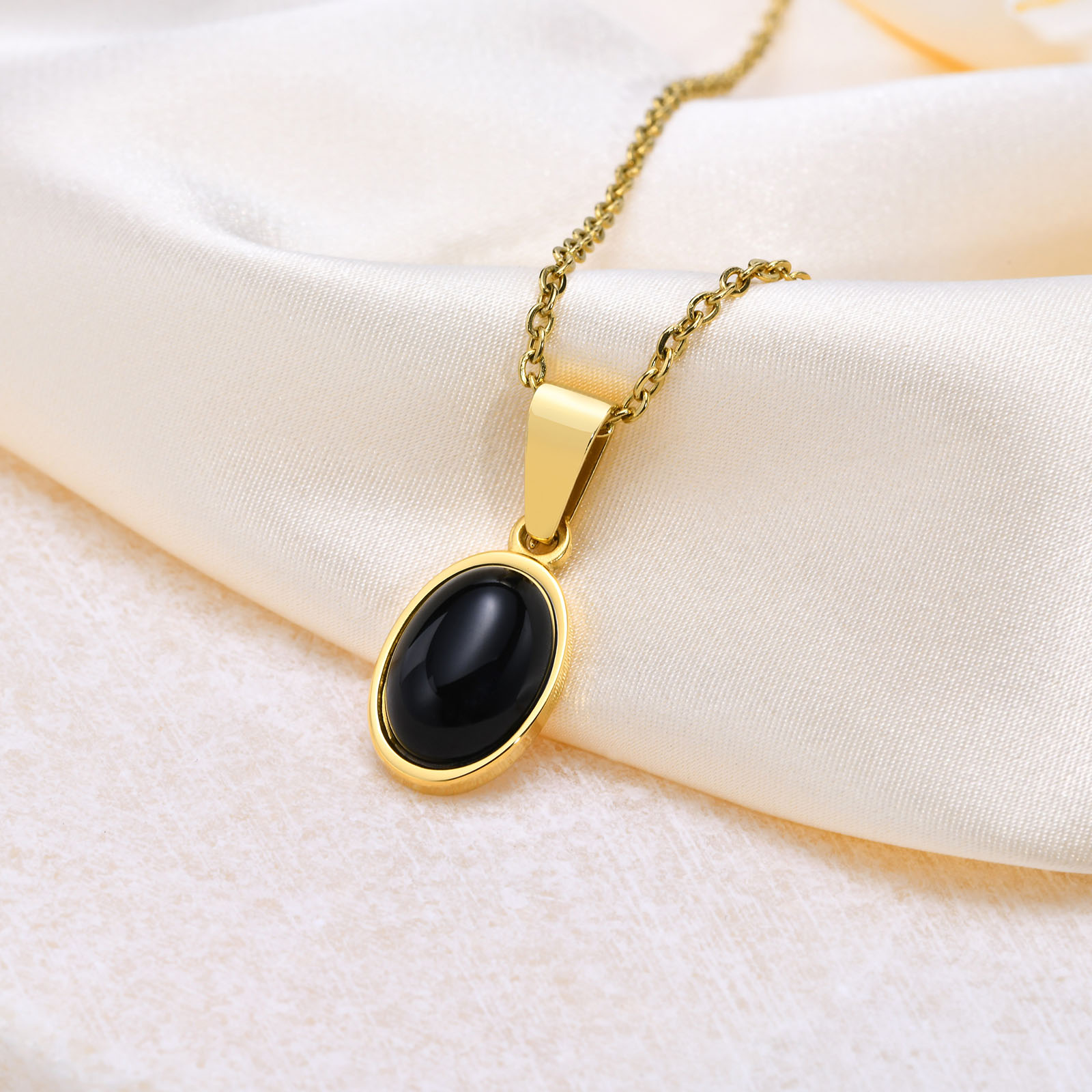 Stainless Steel Retro Simple Style Plating Inlay Oval Agate Necklace Pendant display picture 2