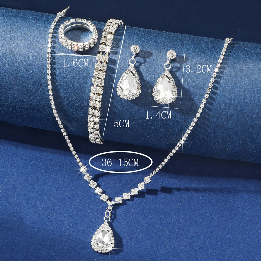 Shiny Water Droplets Rhinestone Inlay Rhinestones Women's Jewelry Set display picture 4