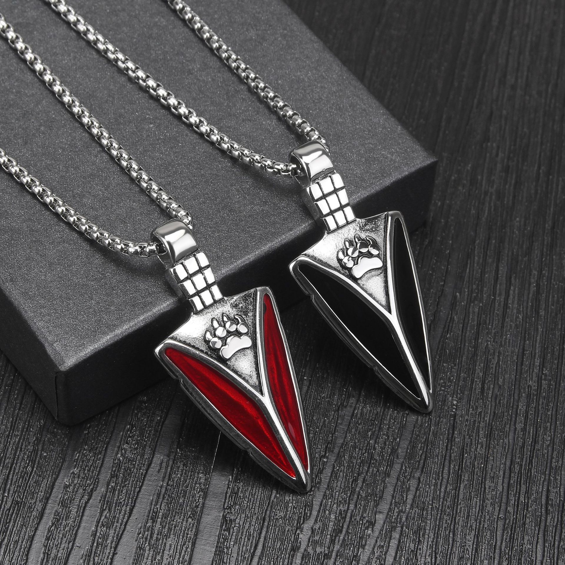 Casual Triangle Paw Print Titanium Steel Polishing Unisex Pendant Necklace display picture 5