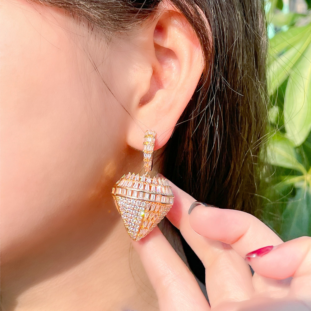 1 Pair Glam Geometric Water Droplets Plating Inlay Copper Zircon Rose Gold Plated Rhodium Plated Drop Earrings display picture 4