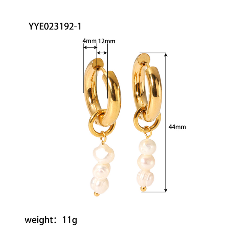 1 Pair IG Style Sweet Flower Pearl Plating 201 Stainless Steel 18K Gold Plated Drop Earrings display picture 9