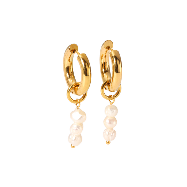 1 Pair IG Style Sweet Flower Pearl Plating 201 Stainless Steel 18K Gold Plated Drop Earrings display picture 5