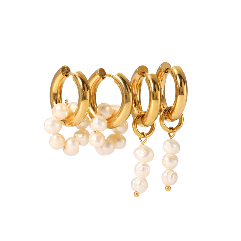 1 Pair IG Style Sweet Flower Pearl Plating 201 Stainless Steel 18K Gold Plated Drop Earrings display picture 6
