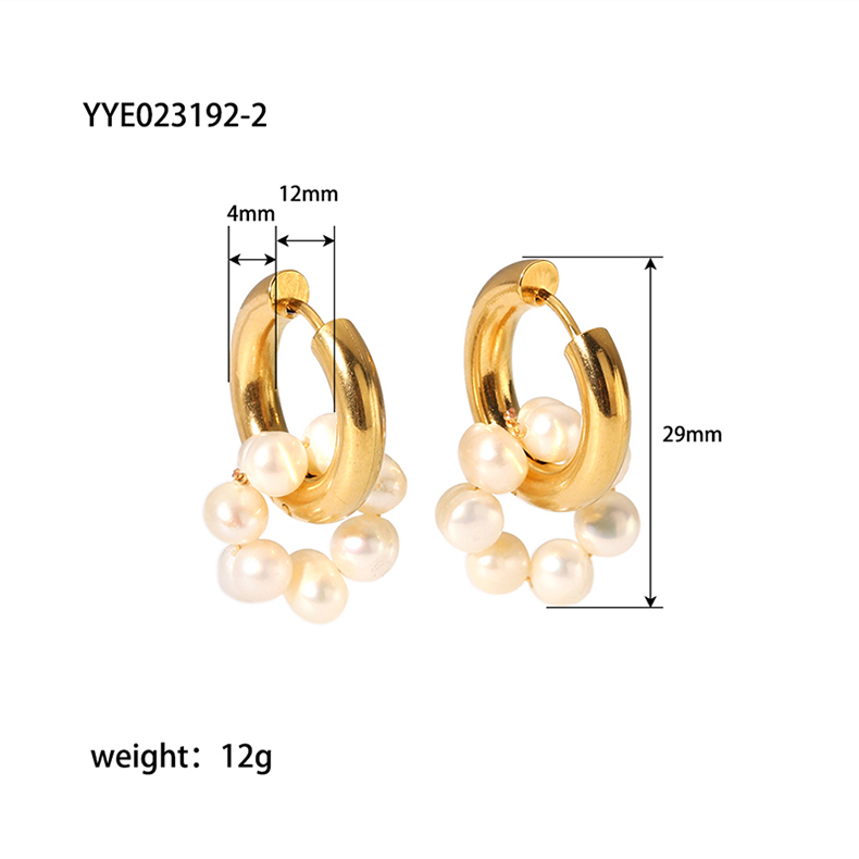 1 Paire Style IG Sucré Fleur Perle Placage Acier Inoxydable 201 Plaqué Or 18K Boucles D'oreilles display picture 7