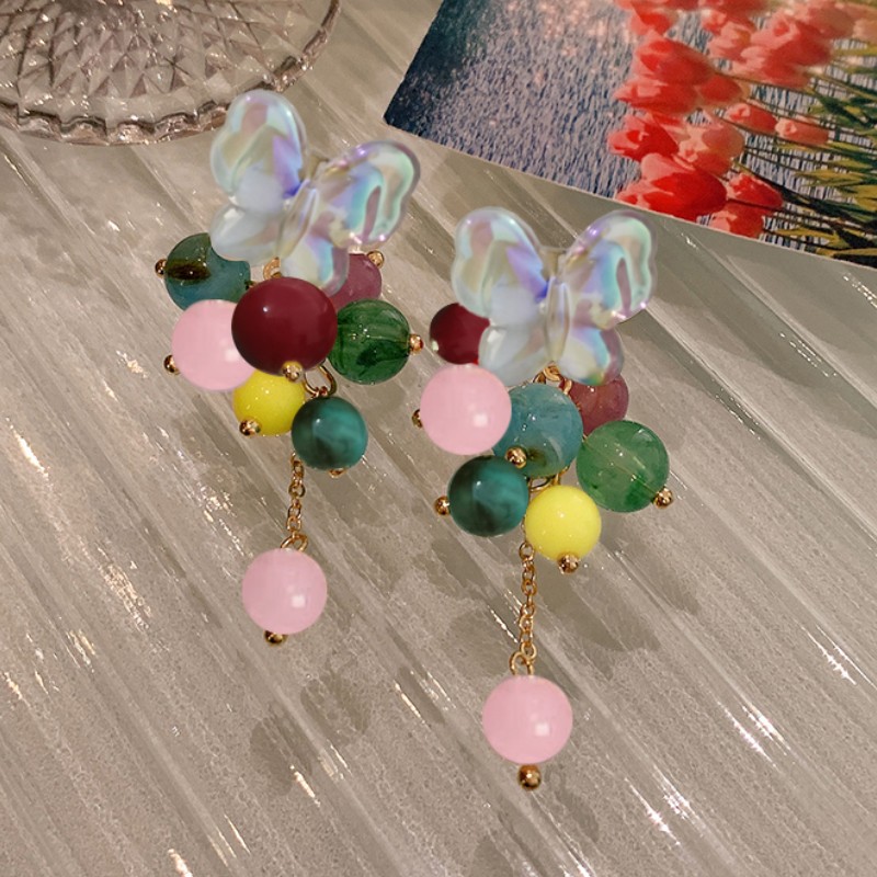 1 Pair Simple Style Butterfly Beaded Drop Earrings display picture 4