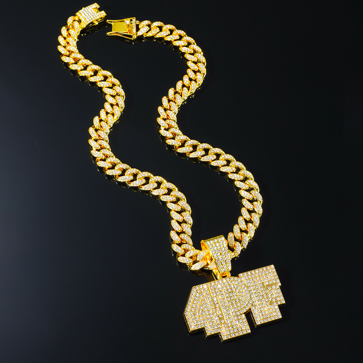 Hip Hop Letra Aleación Embutido Diamantes De Imitación Hombres Collar Colgante display picture 4