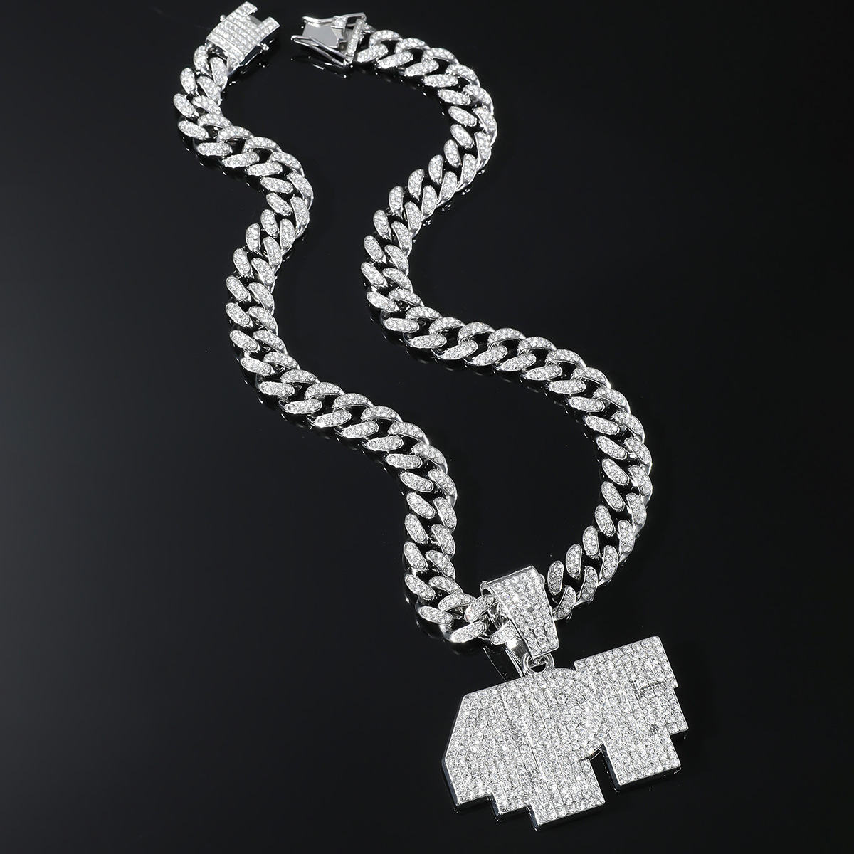 Hip Hop Letra Aleación Embutido Diamantes De Imitación Hombres Collar Colgante display picture 8