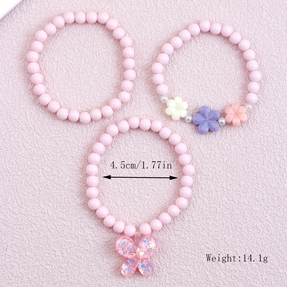Cute Sweet Flower Butterfly Arylic Plastic Resin Beaded Painted Handmade Girl's Bracelets display picture 5
