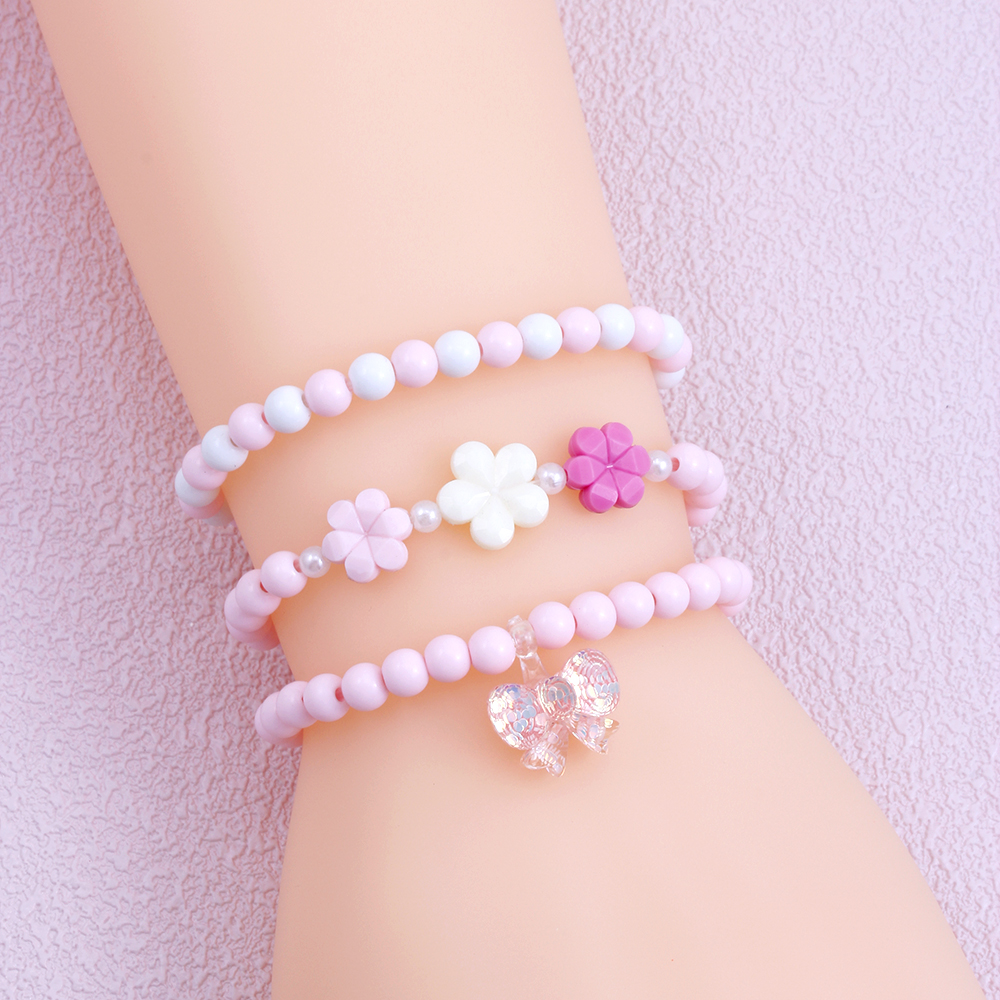 Cute Sweet Flower Butterfly Arylic Plastic Resin Beaded Painted Handmade Girl's Bracelets display picture 8