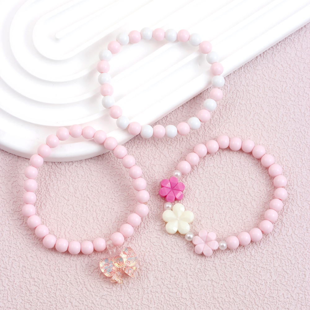Cute Sweet Flower Butterfly Arylic Plastic Resin Beaded Painted Handmade Girl's Bracelets display picture 7