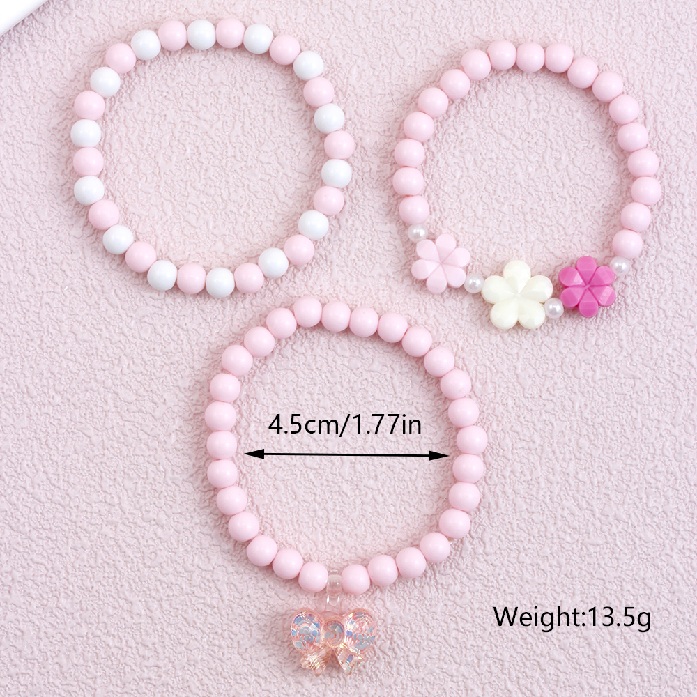 Cute Sweet Flower Butterfly Arylic Plastic Resin Beaded Painted Handmade Girl's Bracelets display picture 10