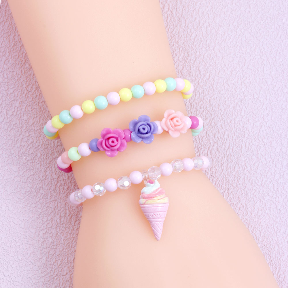 Cute Sweet Flower Butterfly Arylic Plastic Resin Beaded Painted Handmade Girl's Bracelets display picture 12