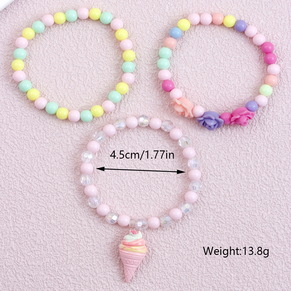 Cute Sweet Flower Butterfly Arylic Plastic Resin Beaded Painted Handmade Girl's Bracelets display picture 15