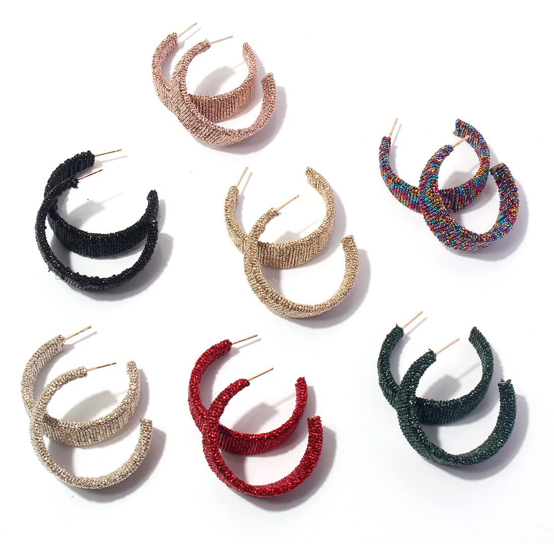 1 Pair Simple Style C Shape Pleated Alloy Ear Studs display picture 4