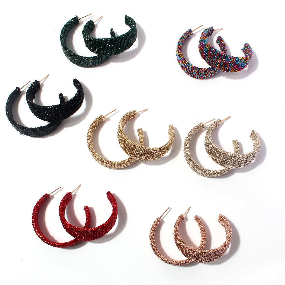 1 Pair Simple Style C Shape Pleated Alloy Ear Studs display picture 12
