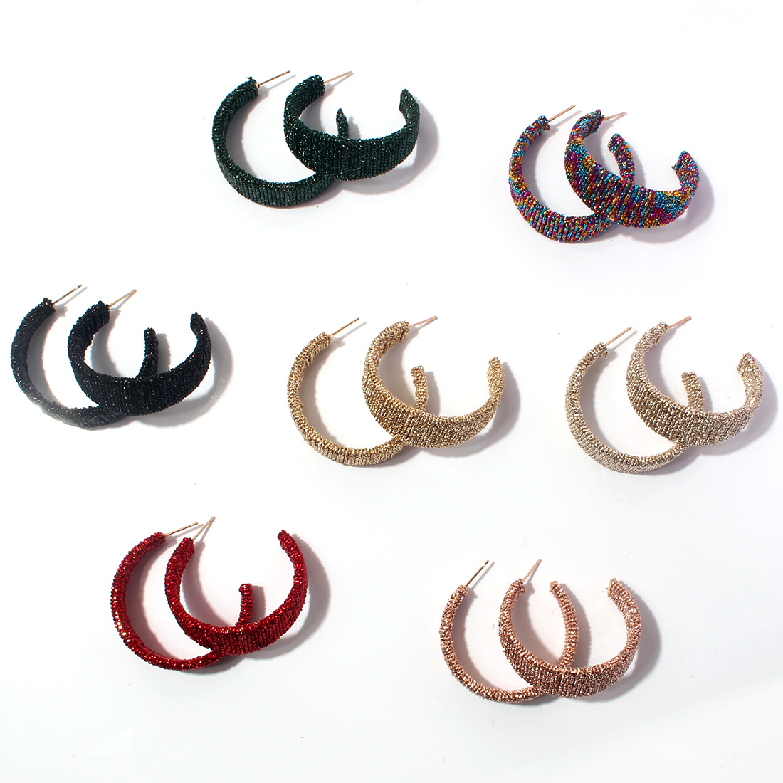1 Pair Simple Style C Shape Pleated Alloy Ear Studs display picture 13