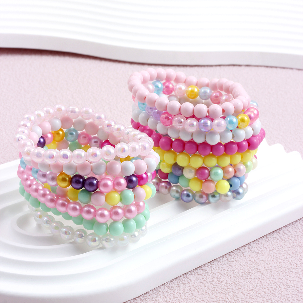 Casual Simple Style Round Beaded Arylic Resin Girl's Bracelets display picture 27