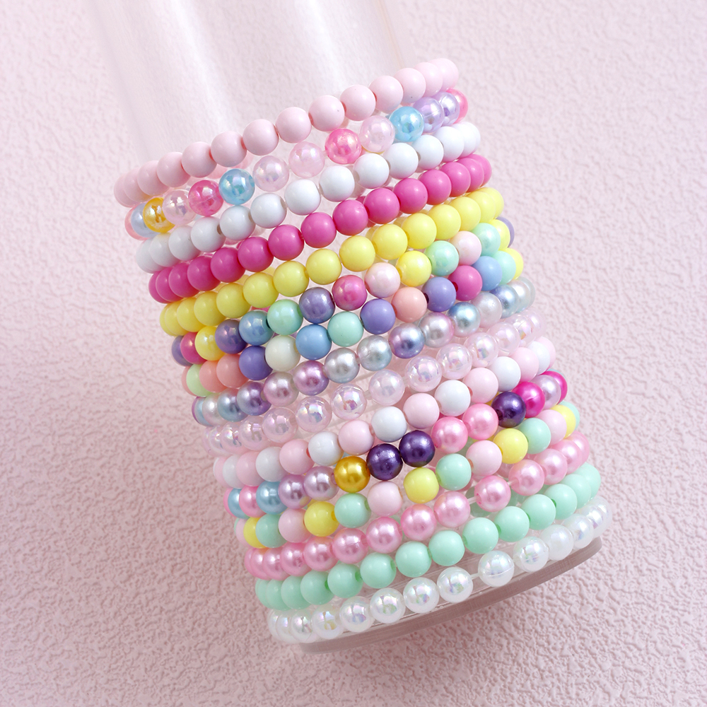 Casual Simple Style Round Beaded Arylic Resin Girl's Bracelets display picture 26