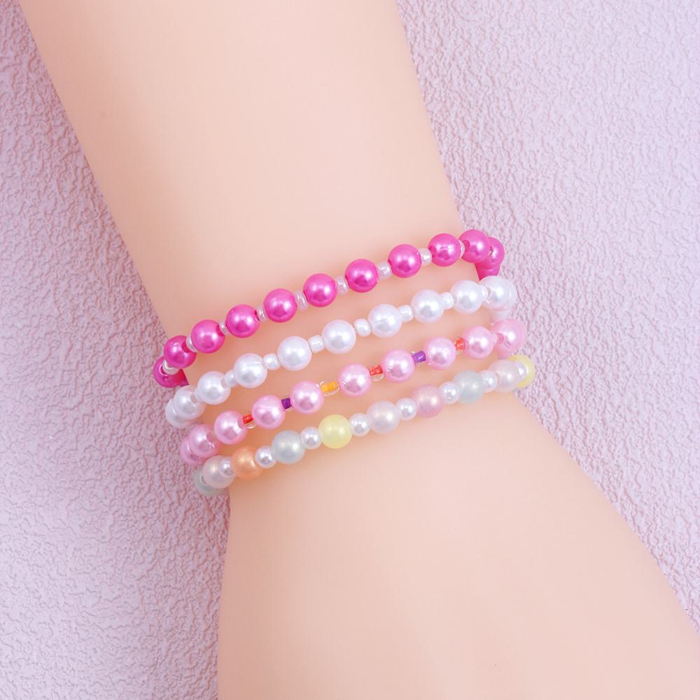 Casual Simple Style Round Beaded Arylic Resin Girl's Bracelets display picture 1