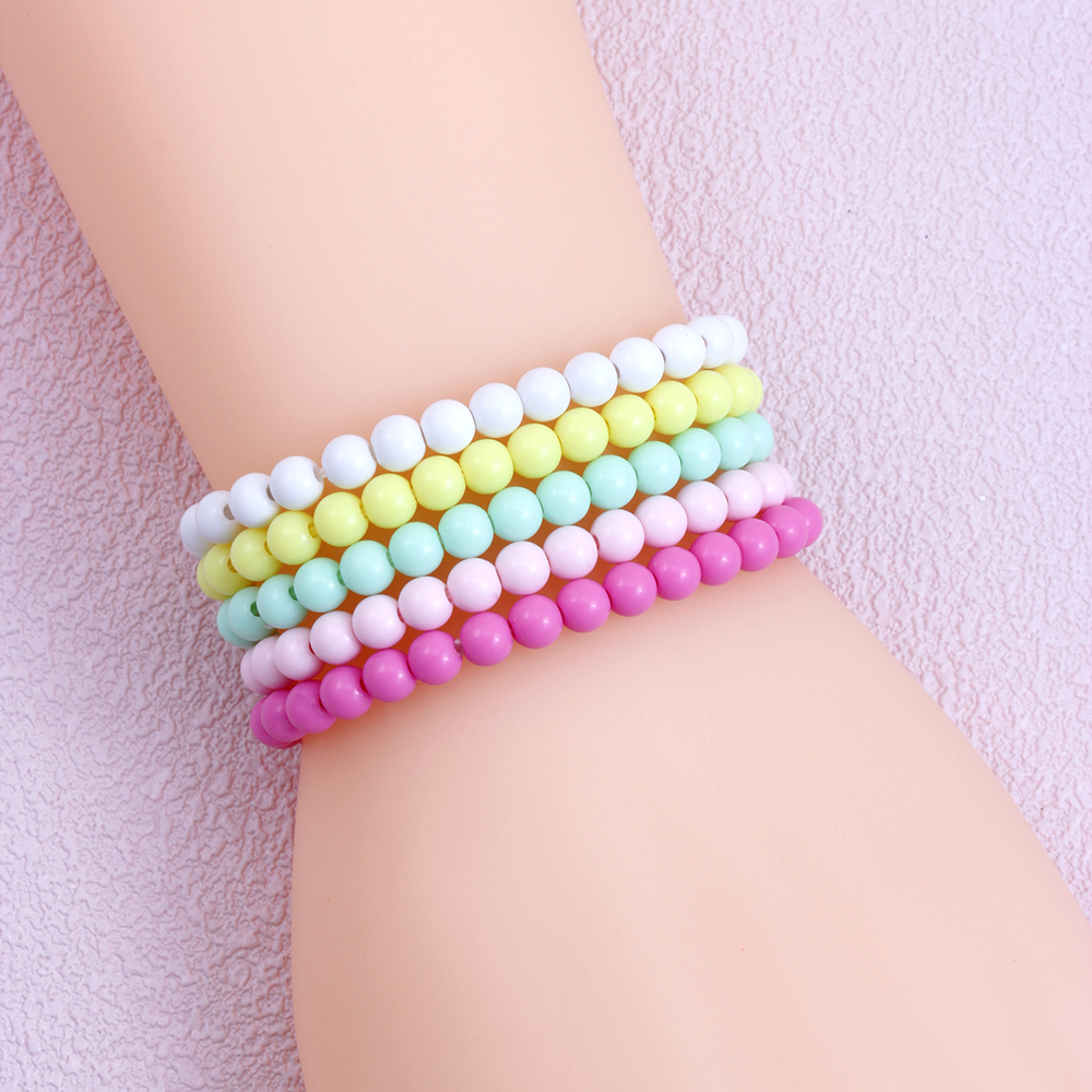 Casual Simple Style Round Beaded Arylic Resin Girl's Bracelets display picture 6