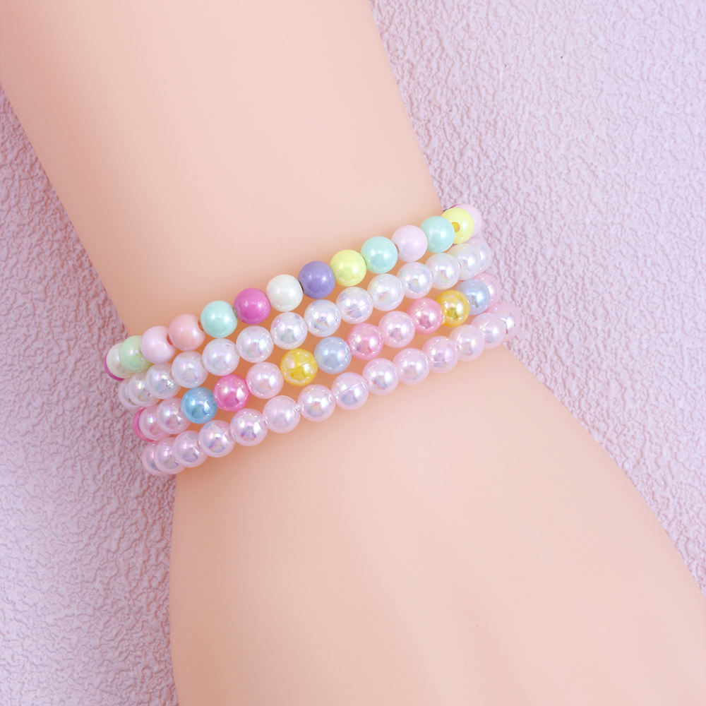 Casual Simple Style Round Beaded Arylic Resin Girl's Bracelets display picture 11
