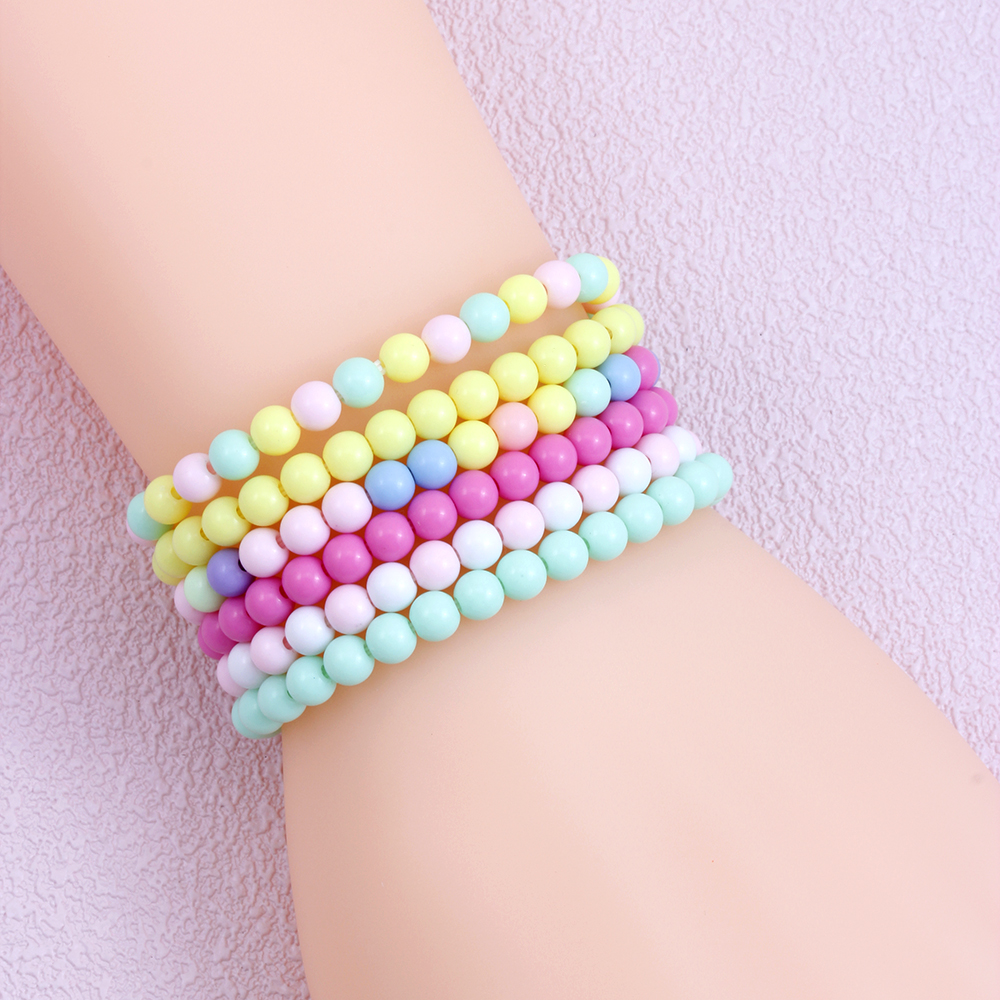 Casual Simple Style Round Beaded Arylic Resin Girl's Bracelets display picture 21