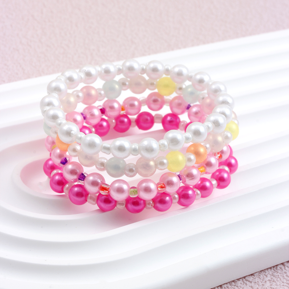Casual Simple Style Round Beaded Arylic Resin Girl's Bracelets display picture 2