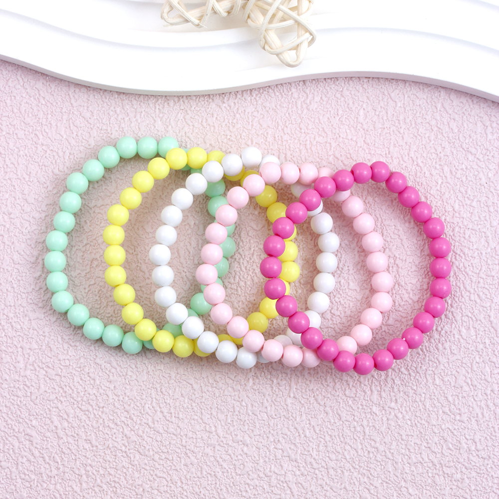 Casual Simple Style Round Beaded Arylic Resin Girl's Bracelets display picture 8
