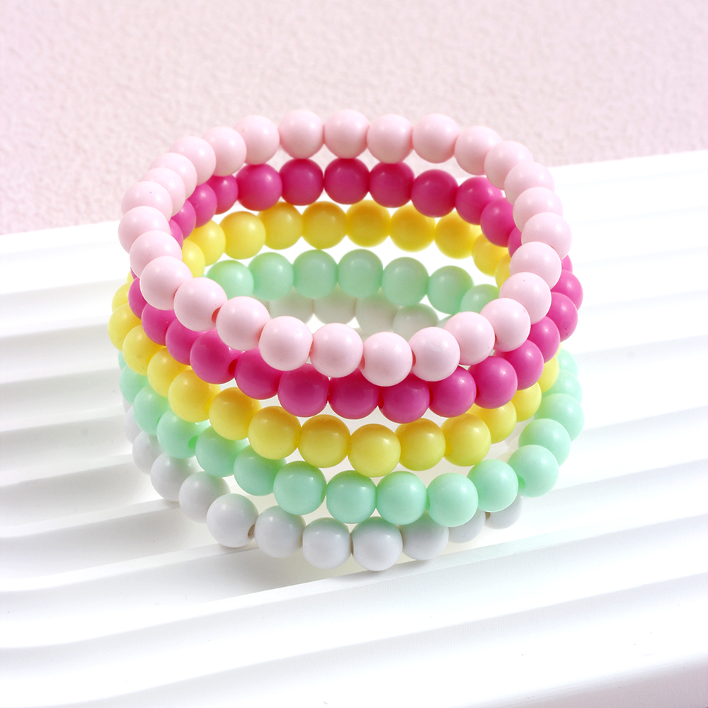 Casual Simple Style Round Beaded Arylic Resin Girl's Bracelets display picture 7