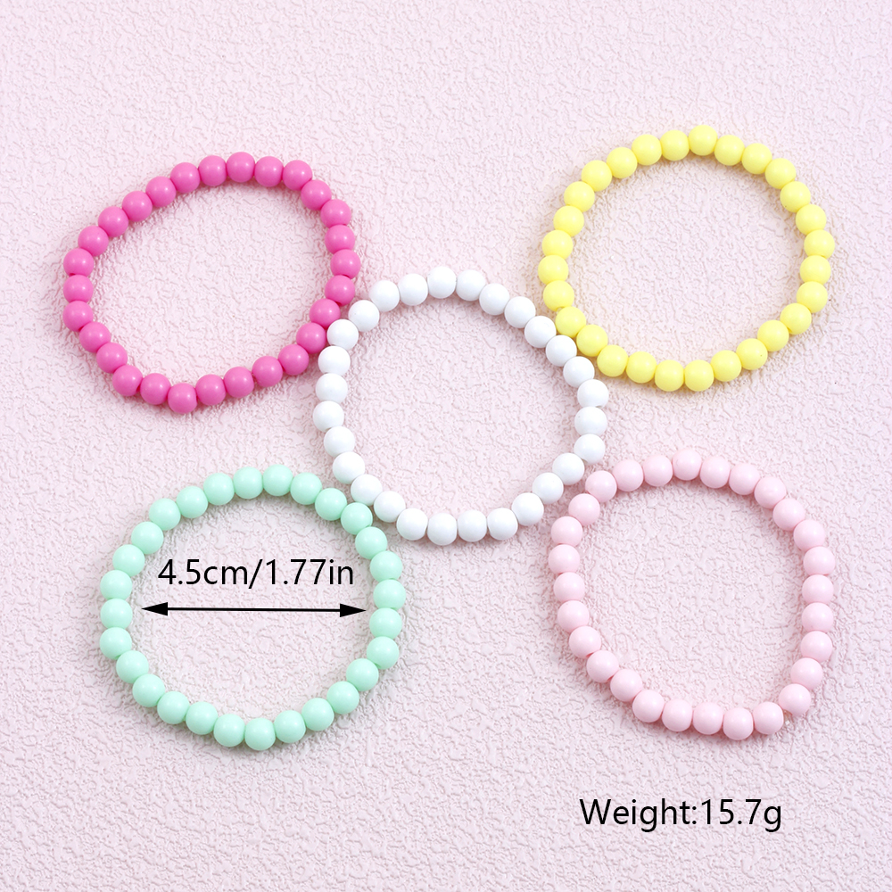 Casual Simple Style Round Beaded Arylic Resin Girl's Bracelets display picture 9
