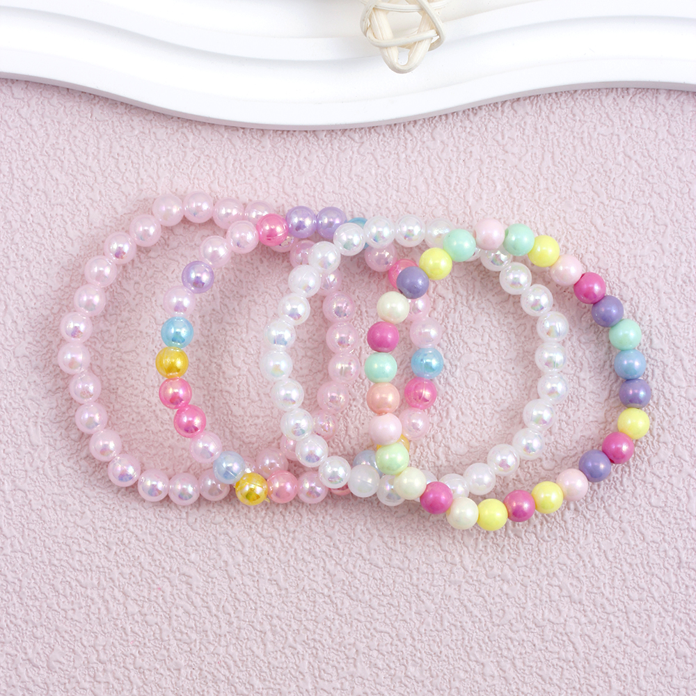 Casual Simple Style Round Beaded Arylic Resin Girl's Bracelets display picture 15