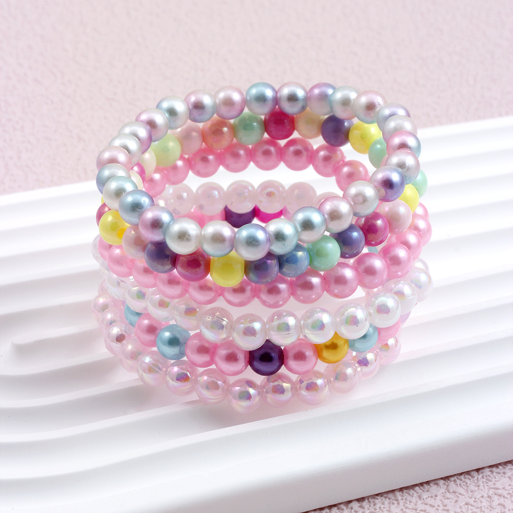 Casual Simple Style Round Beaded Arylic Resin Girl's Bracelets display picture 17