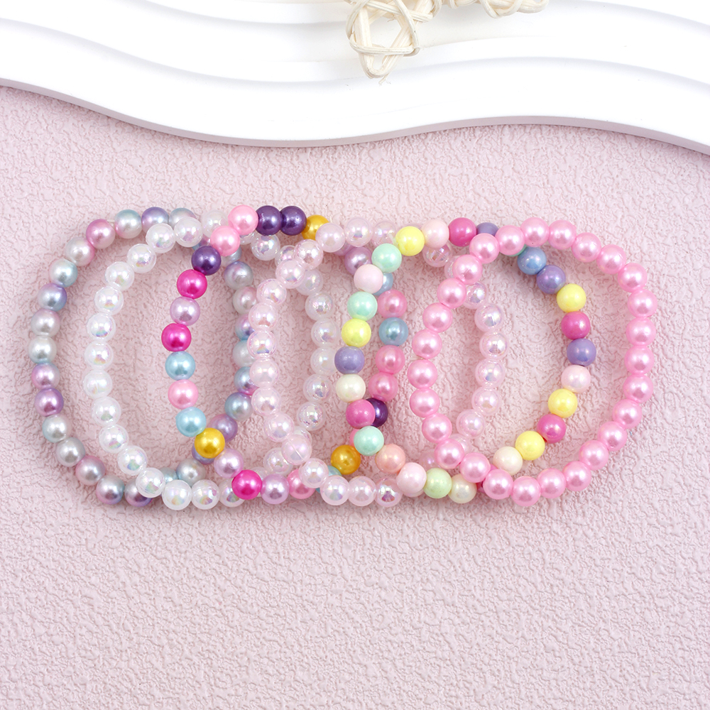 Casual Simple Style Round Beaded Arylic Resin Girl's Bracelets display picture 18