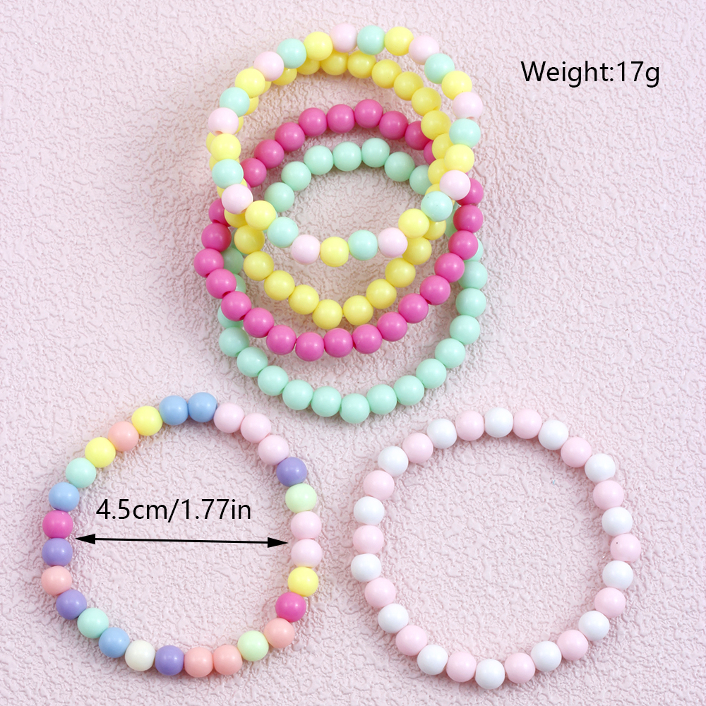 Casual Simple Style Round Beaded Arylic Resin Girl's Bracelets display picture 25