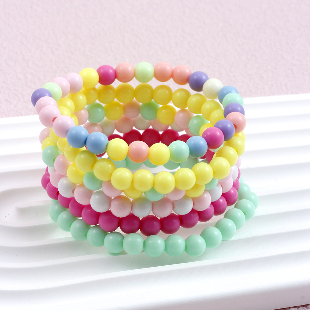 Casual Simple Style Round Beaded Arylic Resin Girl's Bracelets display picture 22