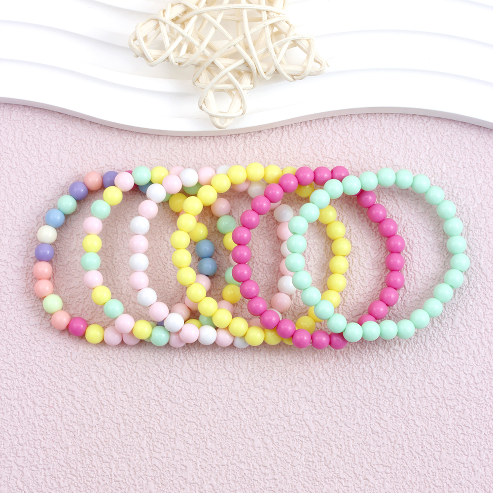 Casual Simple Style Round Beaded Arylic Resin Girl's Bracelets display picture 23