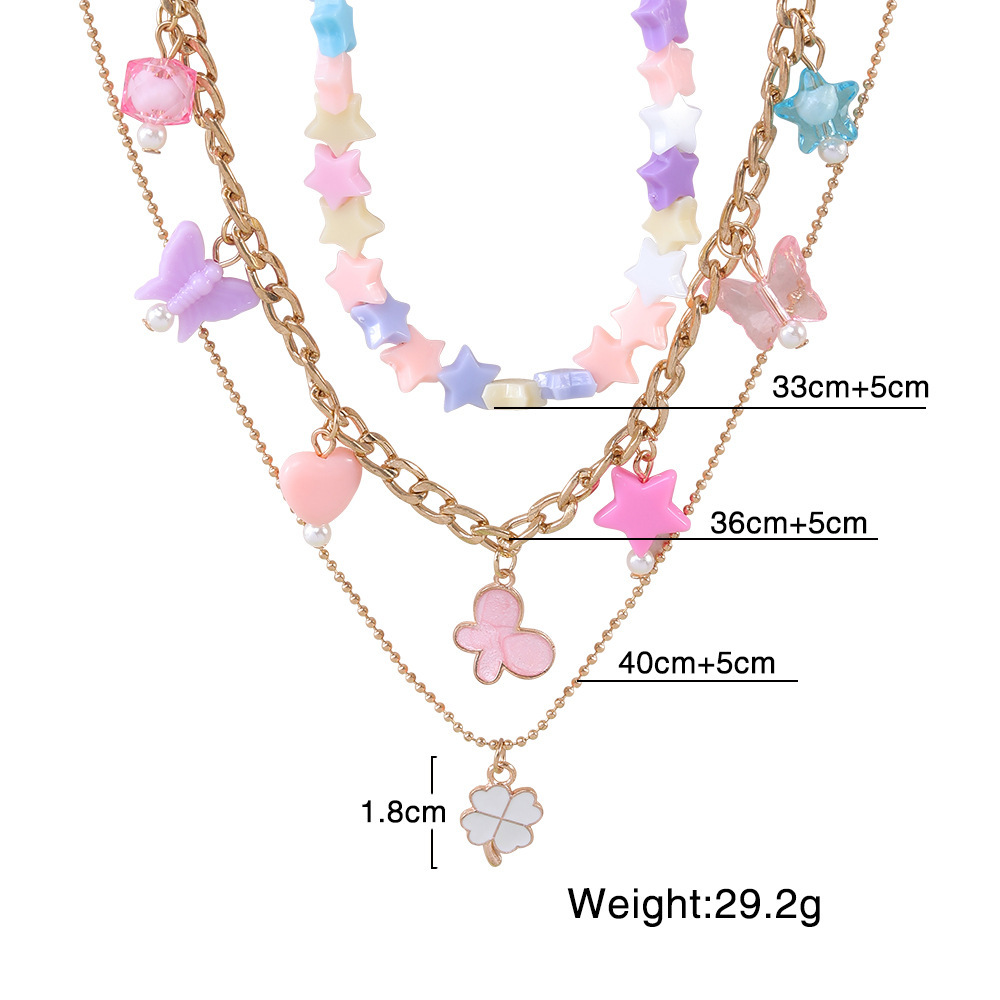 Modern Style Star Butterfly Alloy Plating Kid's Necklace display picture 1