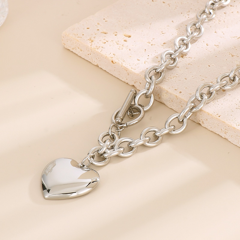 Stainless Steel 18K Gold Plated Simple Style Chain Heart Shape Bracelets Necklace display picture 2